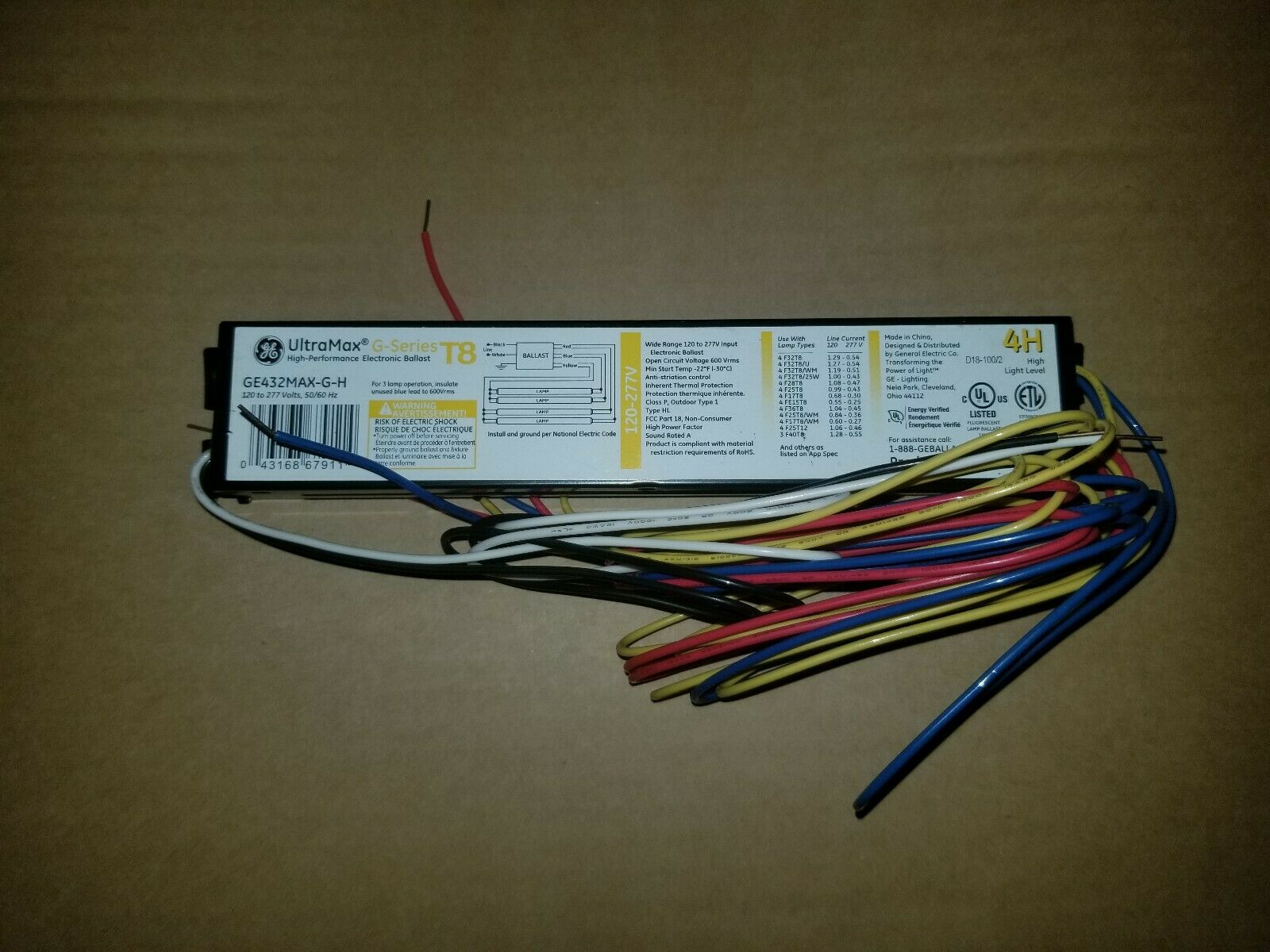 美国GE432MAX-G-H Ultramax G SERIES T8 Electronic Ballast