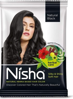 Nisha Henna Based Natural Black Hair Color 10 Gm Pack of 10