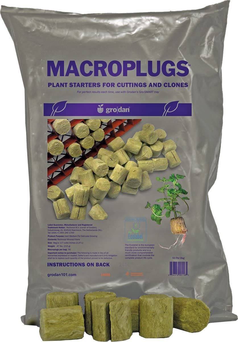Grodan RW108004 Rockwool, 50-Pack Macro Plant Plugs, Green