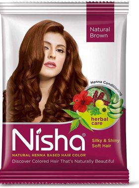 美国Nisha Hair Color Henna Based Hair Powder (Natural Brown)