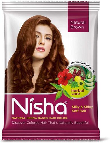 美国Nisha Hair Color Henna Based Hair Powder (Natural Brown)