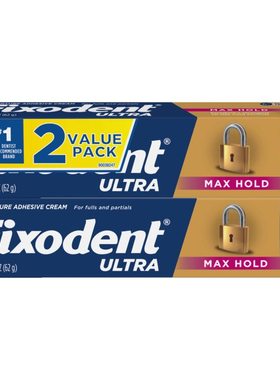 Fixodent Ultra Max Hold Denture Adhesive, 2.2 Oz (Pack of 2)