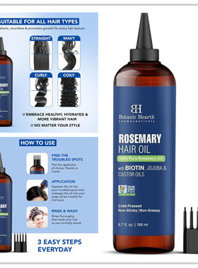 Botanic Hearth Hair Oil for Hair Growth | Rosemary Oil 6.7oz