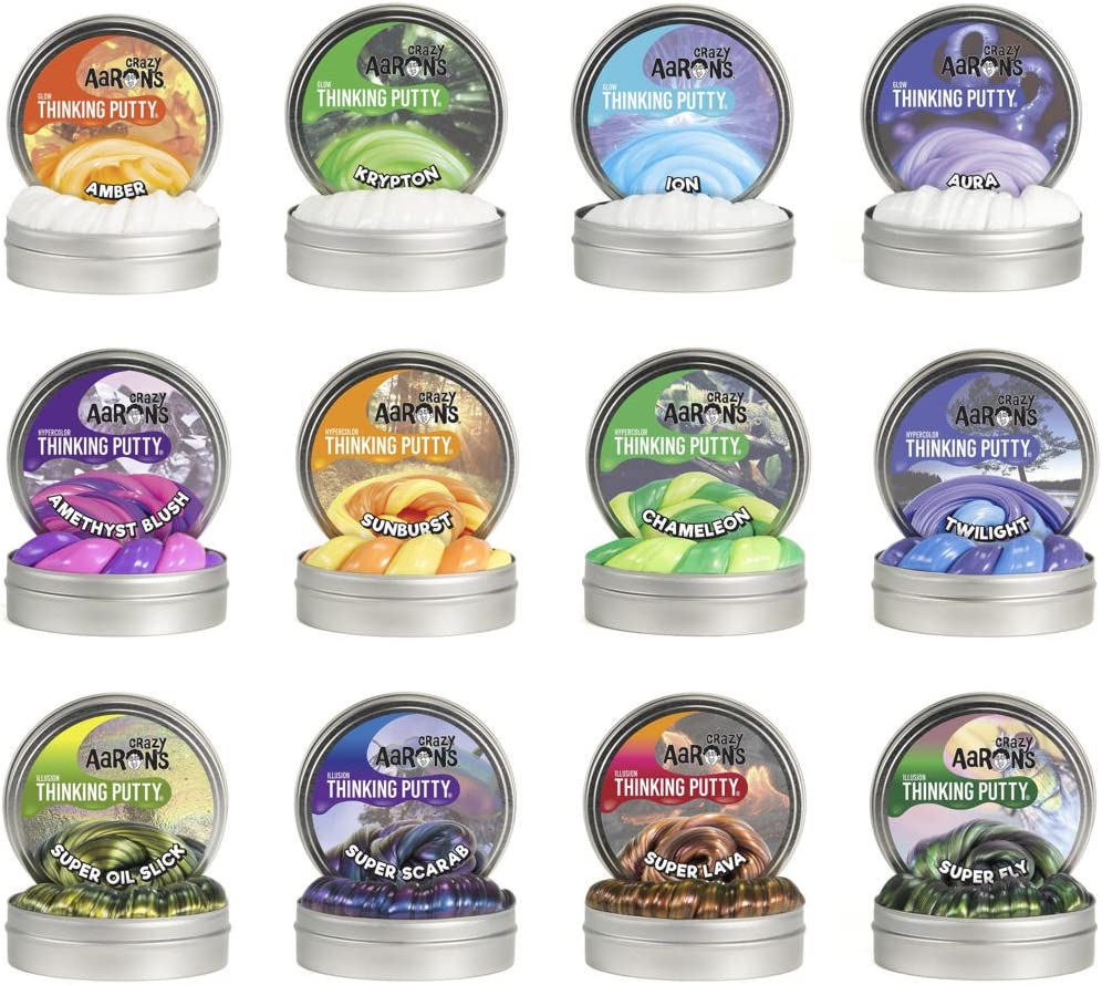 Crazy Aaron's Putty 0.47 oz Mini Tin Assortment - 12 Pack 文具电教/文化用品/商务用品 彩泥/橡皮泥 原图主图