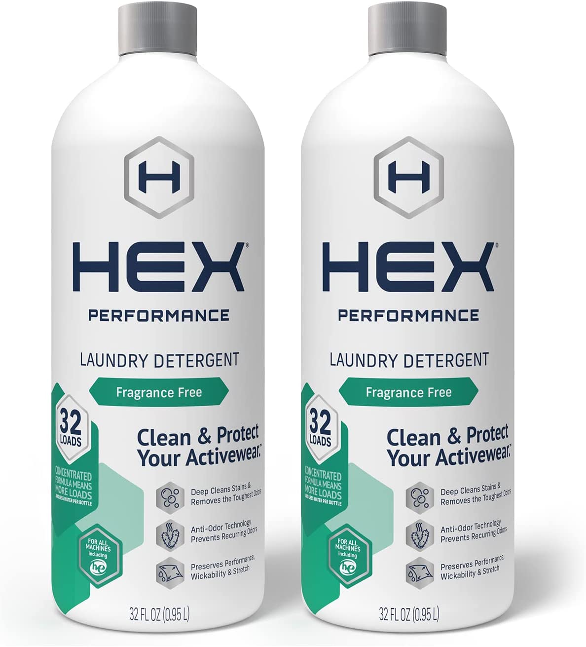 HEX Performance Laundry Detergent, Fragrance Free, 64 Loads