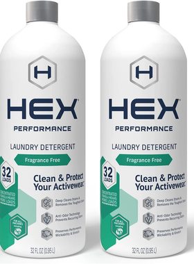HEX Performance Laundry Detergent, Fragrance Free, 64 Loads
