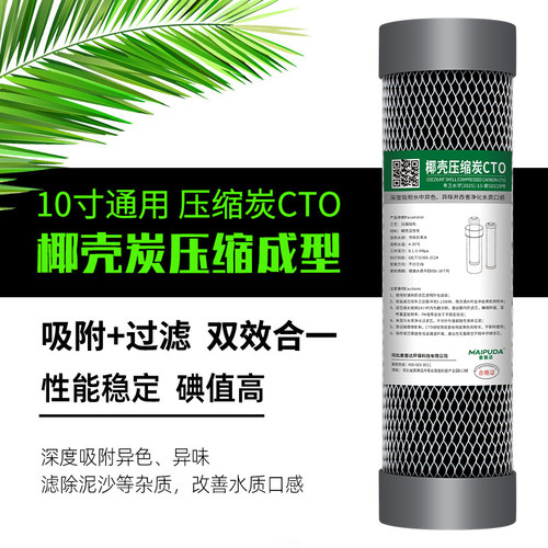 净水器10寸椰壳活性炭吸附异色