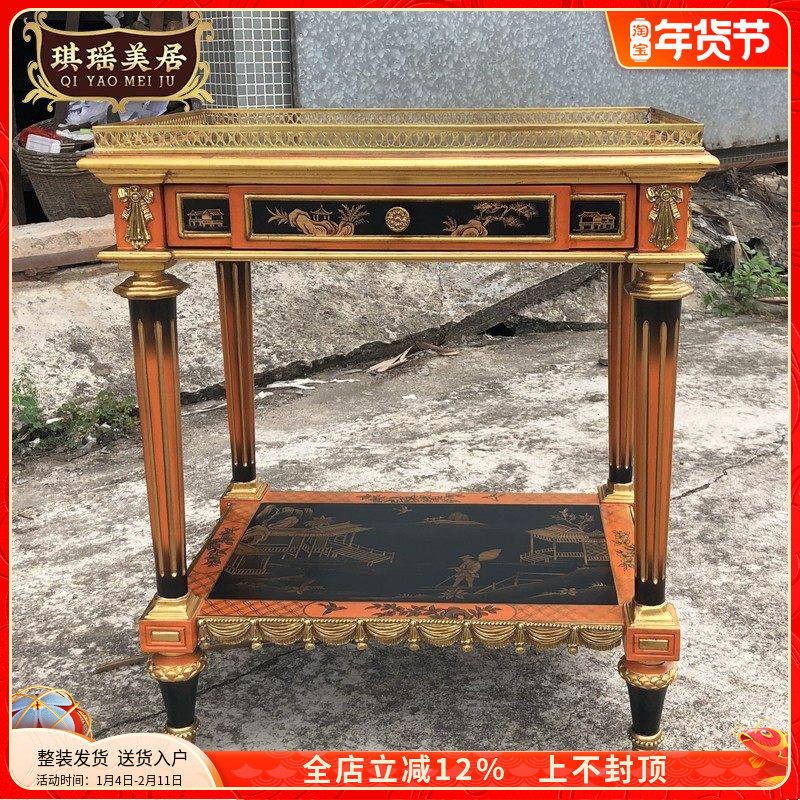 欧式奢华手绘小茶几法式双层纯铜客厅沙发角几边几休闲洽谈茶台,住宅家具,茶几,淘宝优惠券,粉丝福利购,淘宝优惠卷