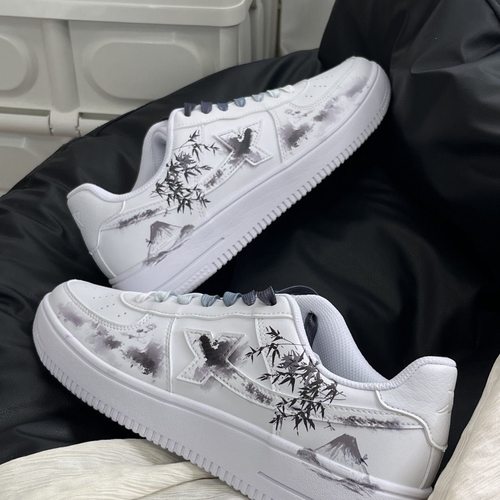 【定制球鞋】特步空军一号 墨竹 新年礼物 百搭款 时尚休闲板鞋