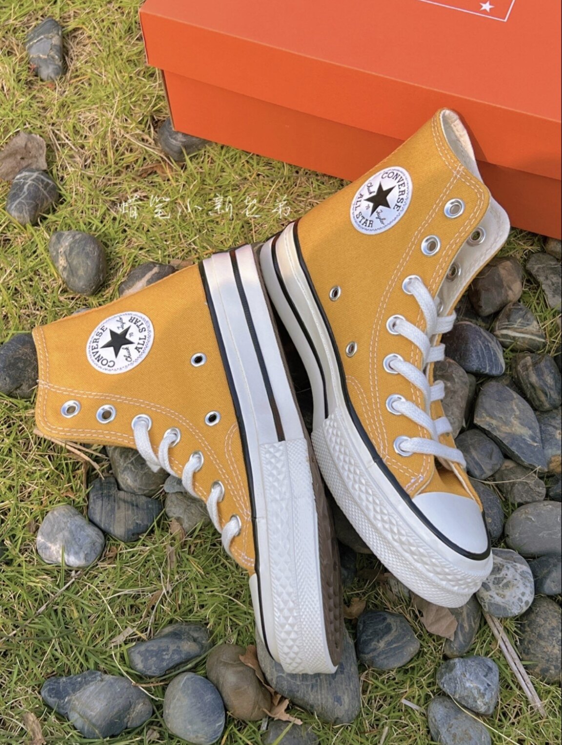 匡威converse 1970s经典款三星标黄色高帮帆布鞋162054c