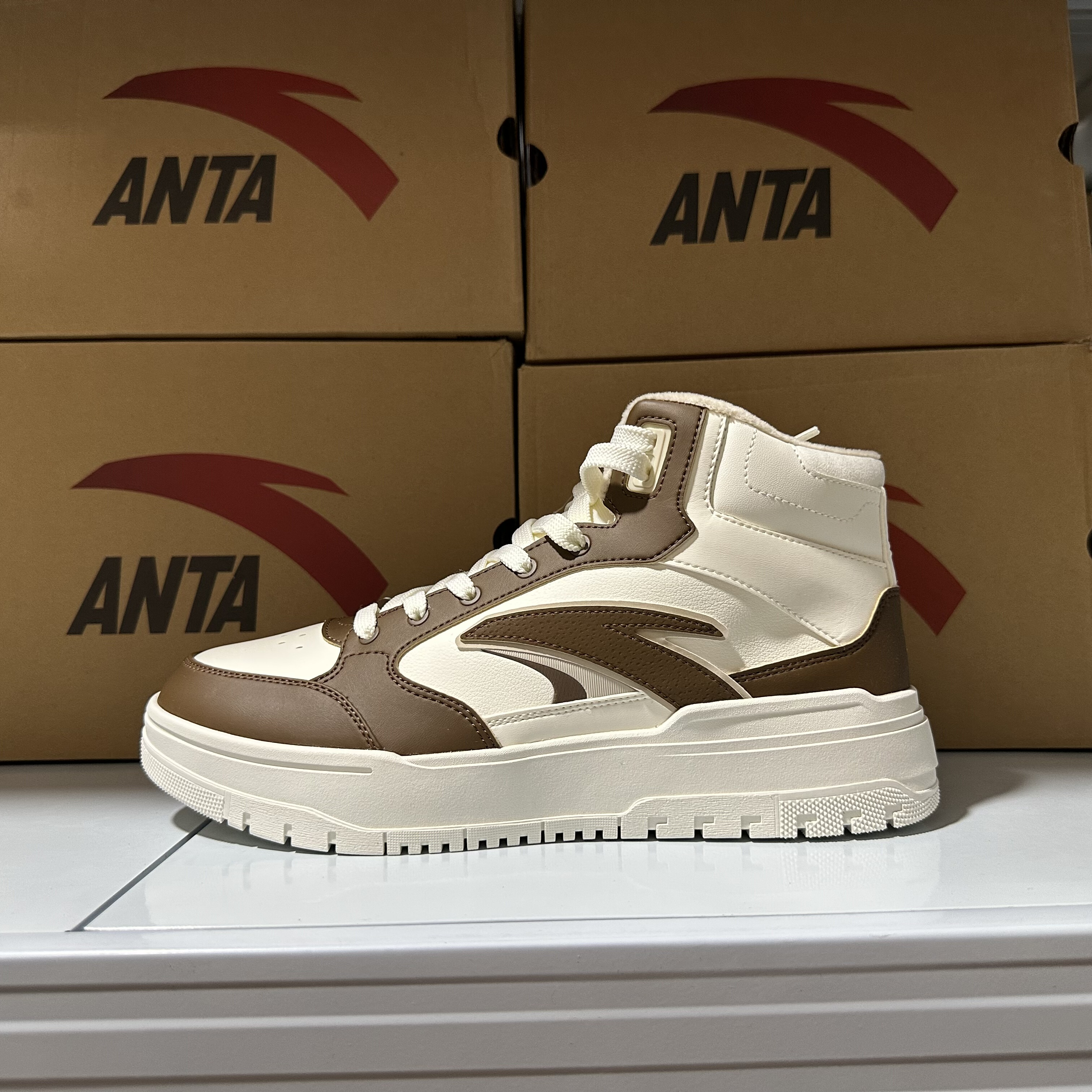 安踏982丨高帮加绒大棉鞋板鞋男冬季新款保暖加厚休闲鞋112448961