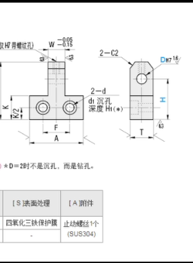 铰链座 侧面安装型 单耳环型HKSBB HKSBS (H7螺纹型) HKSBBT