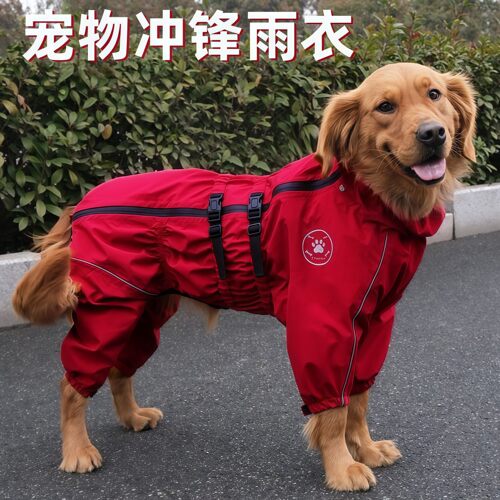 狗狗雨衣冲锋衣四腿全包金毛雨披