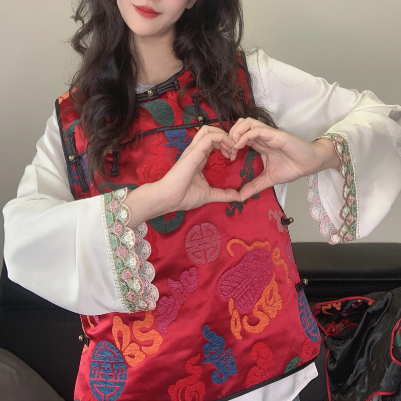 常规马夹新中式套头圆领