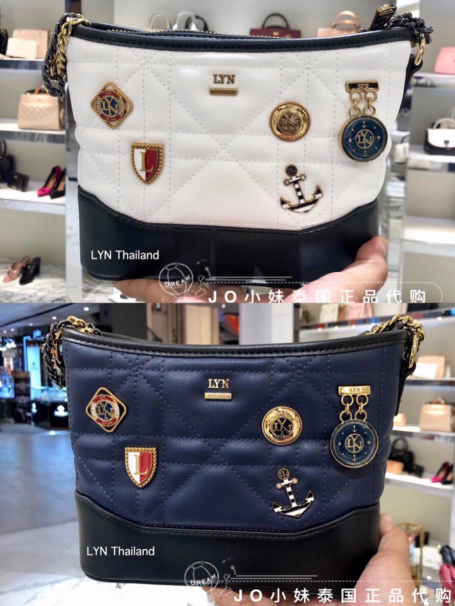 JO小妹泰国代 LYN 2019 新款海军系类徽章3股流浪包链条女包 2色