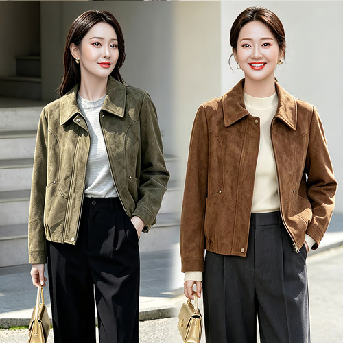 2026新款麂皮绒短款秋季夹克女