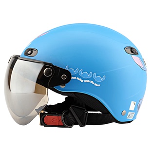 台湾EVO史迪奇磨砂蓝电动摩托车头盔3c认证安全帽防紫外线四夏季