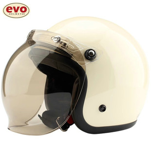 4盔保暖冬季 台湾EVO精装 象牙白复古安全帽电动摩托车头盔男女3
