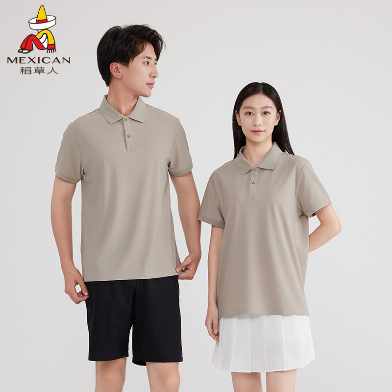 稻草人户外2024夏季新款POLO衫女休闲短袖翻领男凉感速干弹力上衣