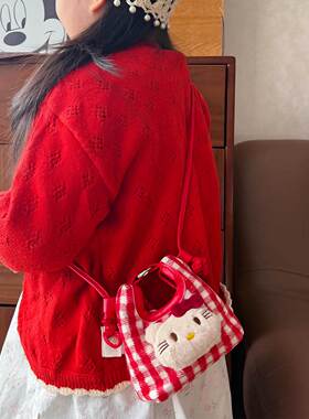 红色喜庆儿童包包新年压岁钱拜年红包女童宝宝零钱包小女孩斜挎包