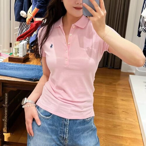 RL拉夫小马标五粒扣POLO衫短袖女