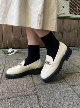 韩国代购SHOOPEN折扣春秋舒适4厘米松糕底防水台链条装饰女单鞋