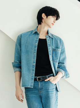 韩国代购直邮giordano正品2026春边佑锡画报款男士长袖牛仔衬衫