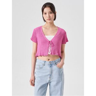 韩国代购直邮8seconds8秒正品清仓李李奉V领五分袖系带外针织罩衫