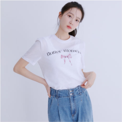 韩国代购直邮罗燕蝴蝶结T恤