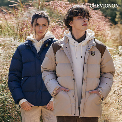 韩国夹克羽绒服拼色CHEVIGNON