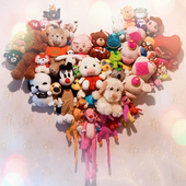 网红ins卧室创意墙上爱心毛绒娃娃玩具装 饰墙固定收纳公仔网格架