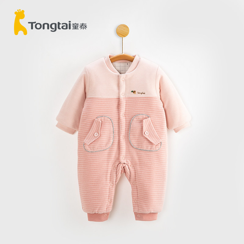 童泰连体衣纯棉冬季婴儿爬服加厚