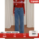 BANANA 女高腰直筒显瘦长裤 BABY2026年春新款 复古刺绣花边牛仔裤