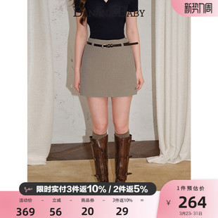 高智风高腰显瘦A字短半裙女配皮质腰带 新款 BANANA BABY2025年冬季