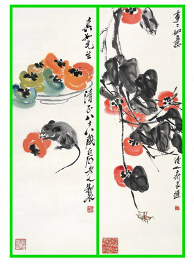 柿子瓜果写意画白描国画花鸟底稿