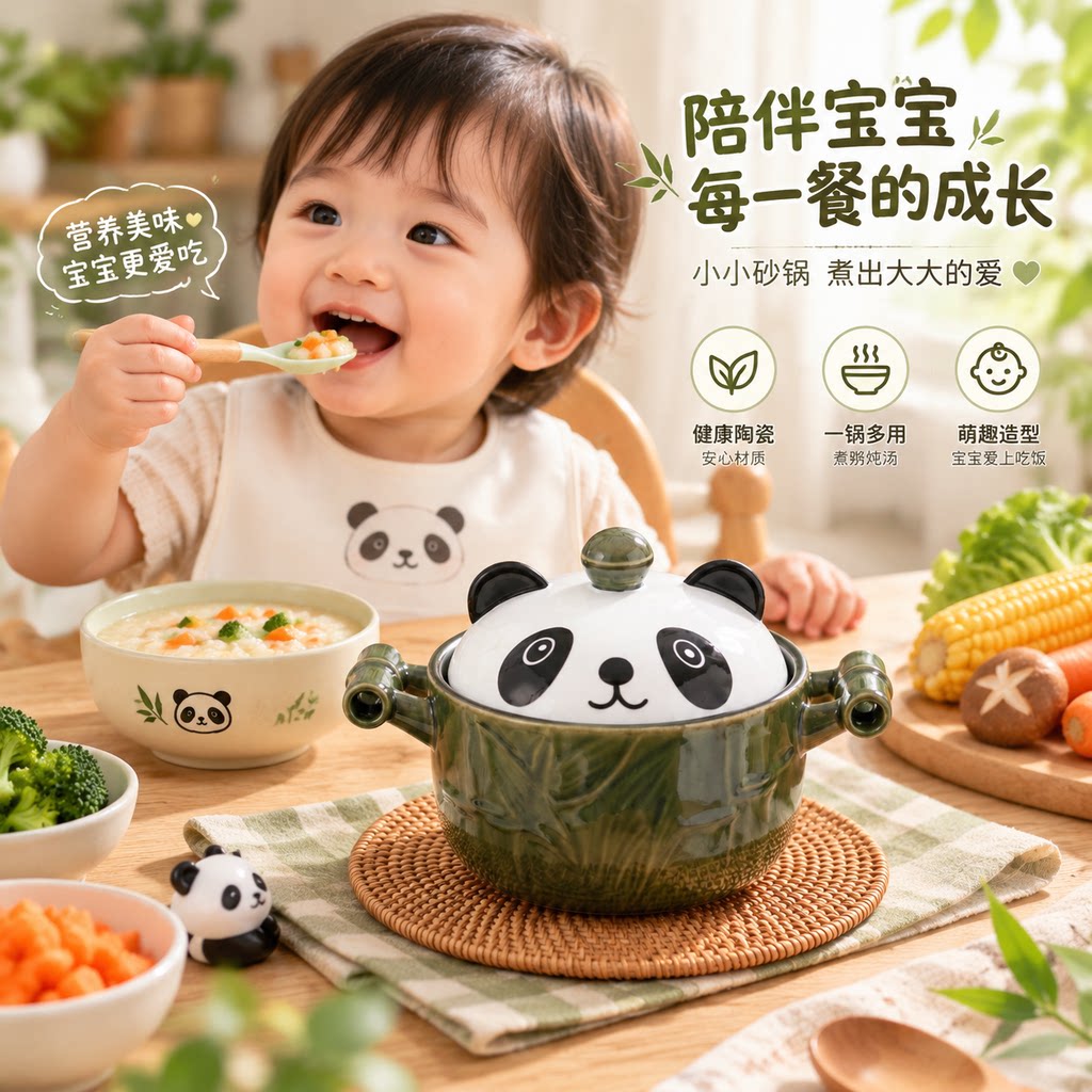 【破损包赔】健康陶瓷宝宝辅食锅图片