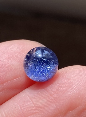 天然水晶蓝发晶吊坠圆珠DIY蓝线石单珠饰品可做戒指 一物一图