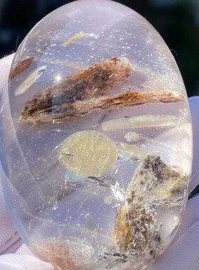 天然水晶包裹体矿石吊坠男女款方解石饰品项链挂坠 一物一图