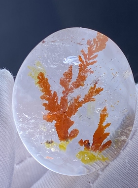 天然水晶包裹体红胶花小树吊坠男女款胶花饰品项链挂坠女一物一图