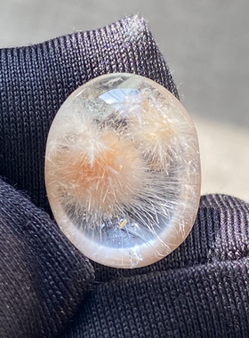 天然水晶兔毛花吊坠裸石DIY兔毛饰品蛋面可做戒指一物一图