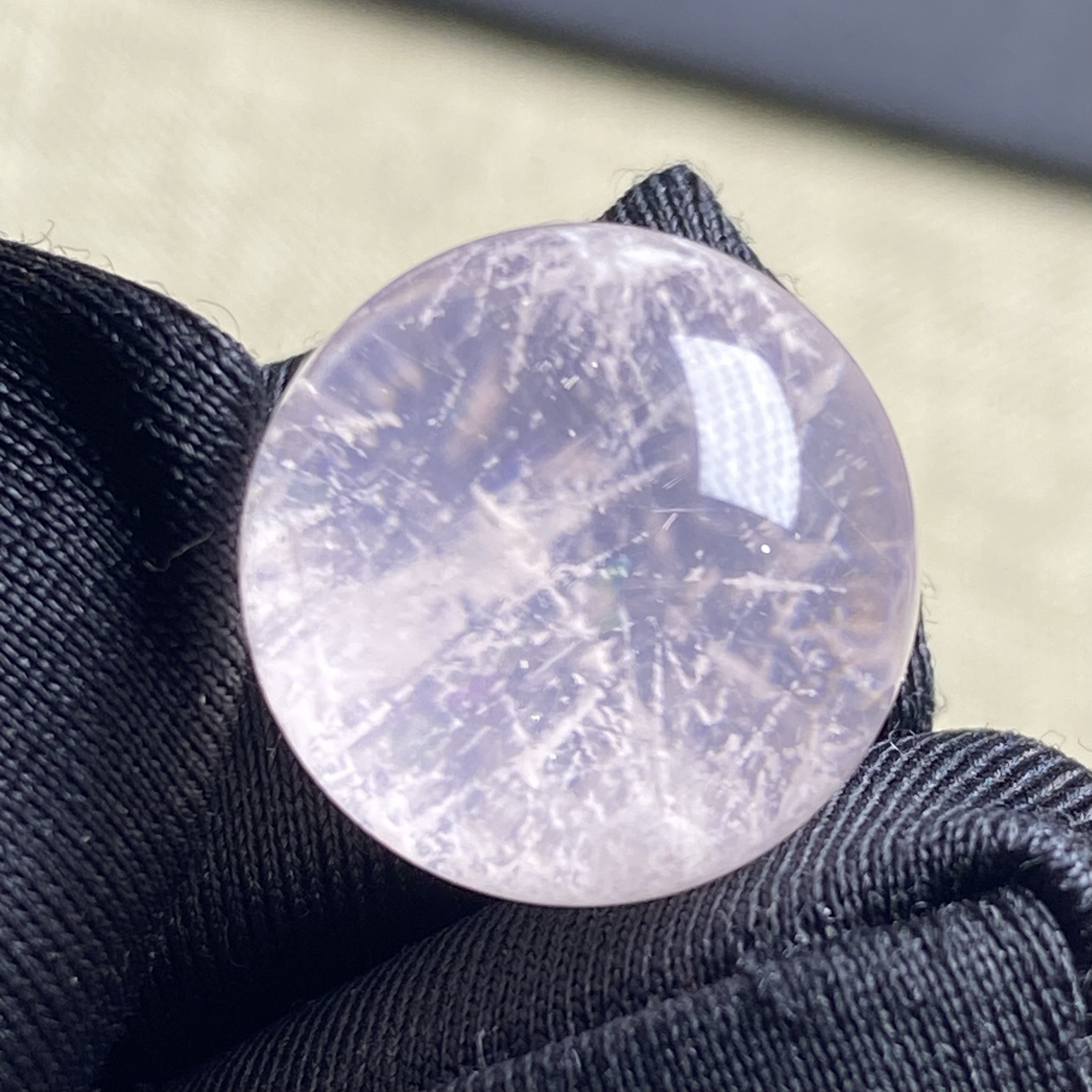 天然水晶粉水晶雪花幽灵吊坠圆珠DIY水晶单珠饰品项链15mm