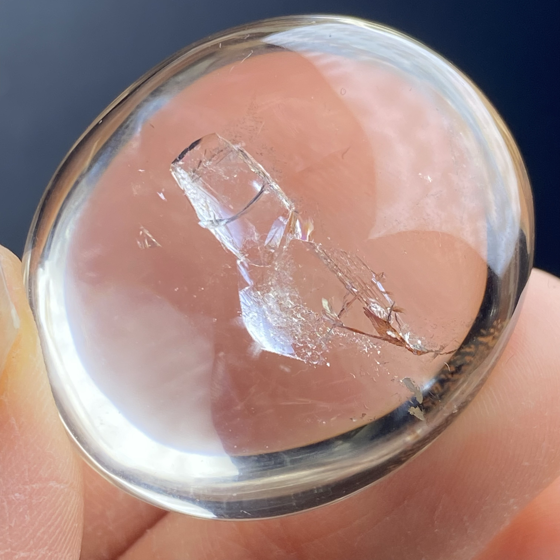 天然白水晶包裹体晶中晶吊坠裸石男女款水晶挂坠一物一图