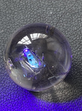 天然水晶包裹体荧光油胆吊坠圆珠DIY水胆项链饰品挂坠16mm