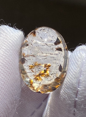 天然水晶包裹体铁矿花吊坠蛋面DIY水晶饰品可做戒指一物一图