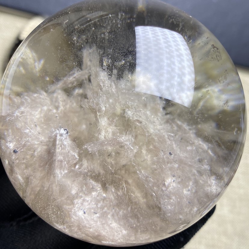 天然水晶包裹体紫碧玺球摆件 原石打磨饰品办公礼物摆件5.8厘米