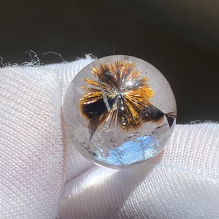 天然水晶包裹体针铁矿花吊坠圆珠DIY水晶单珠饰品项链13mm