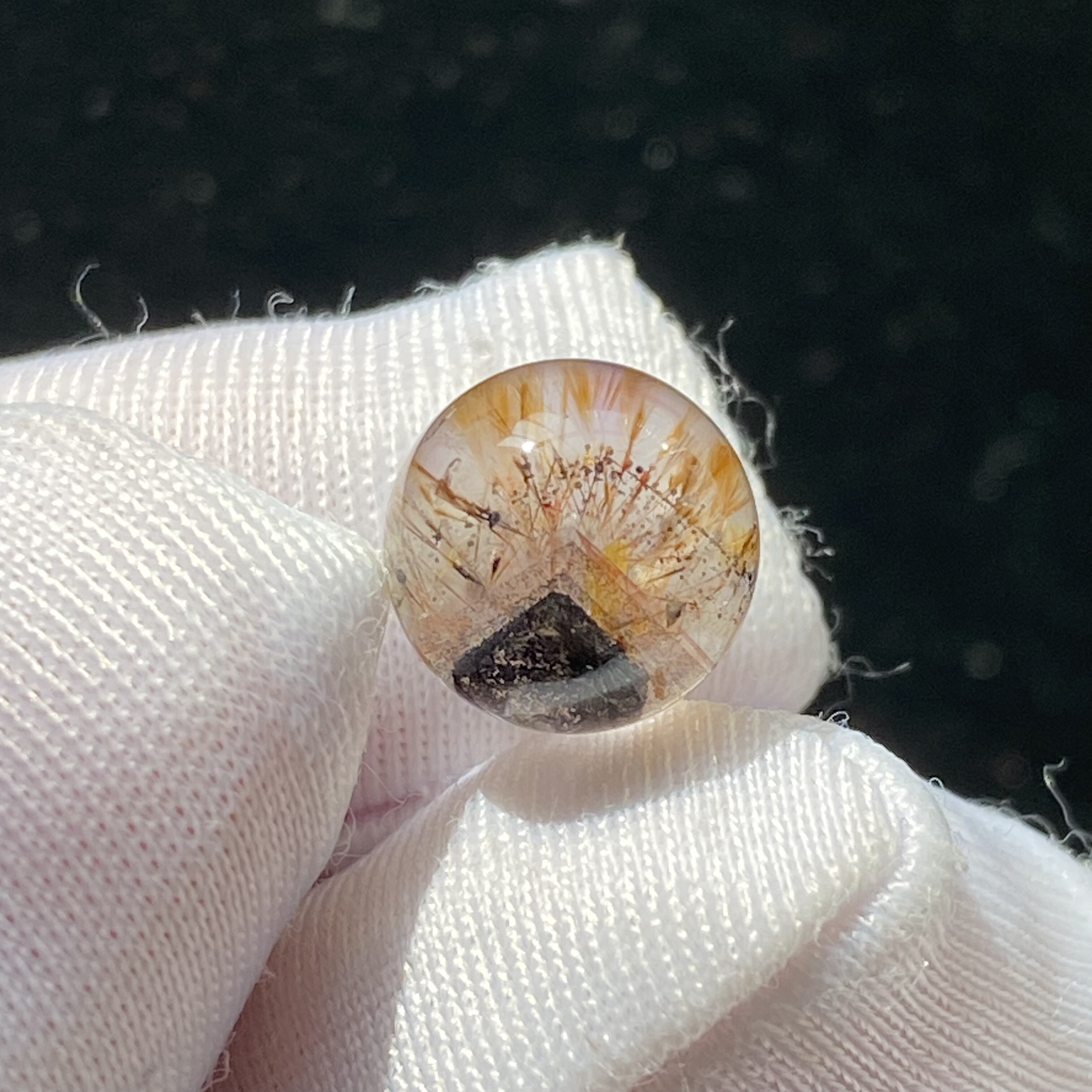 天然水晶紫钛云母银山吊坠圆珠DIY水晶饰品可做戒指9mm一物一图