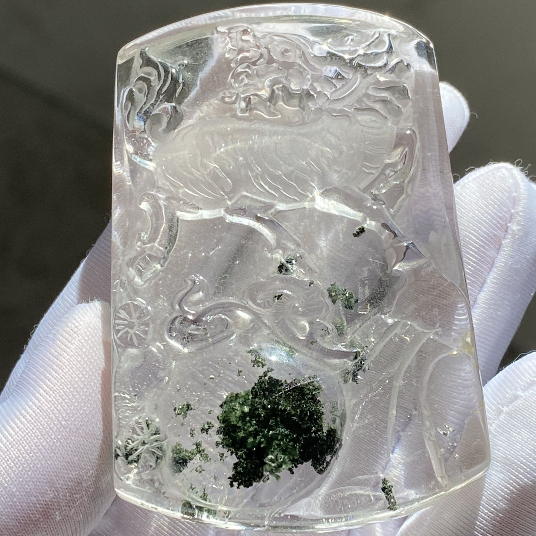 天然水晶绿幽灵雕刻吊坠 男女款幽灵水晶项坠毛衣链饰品一物一图