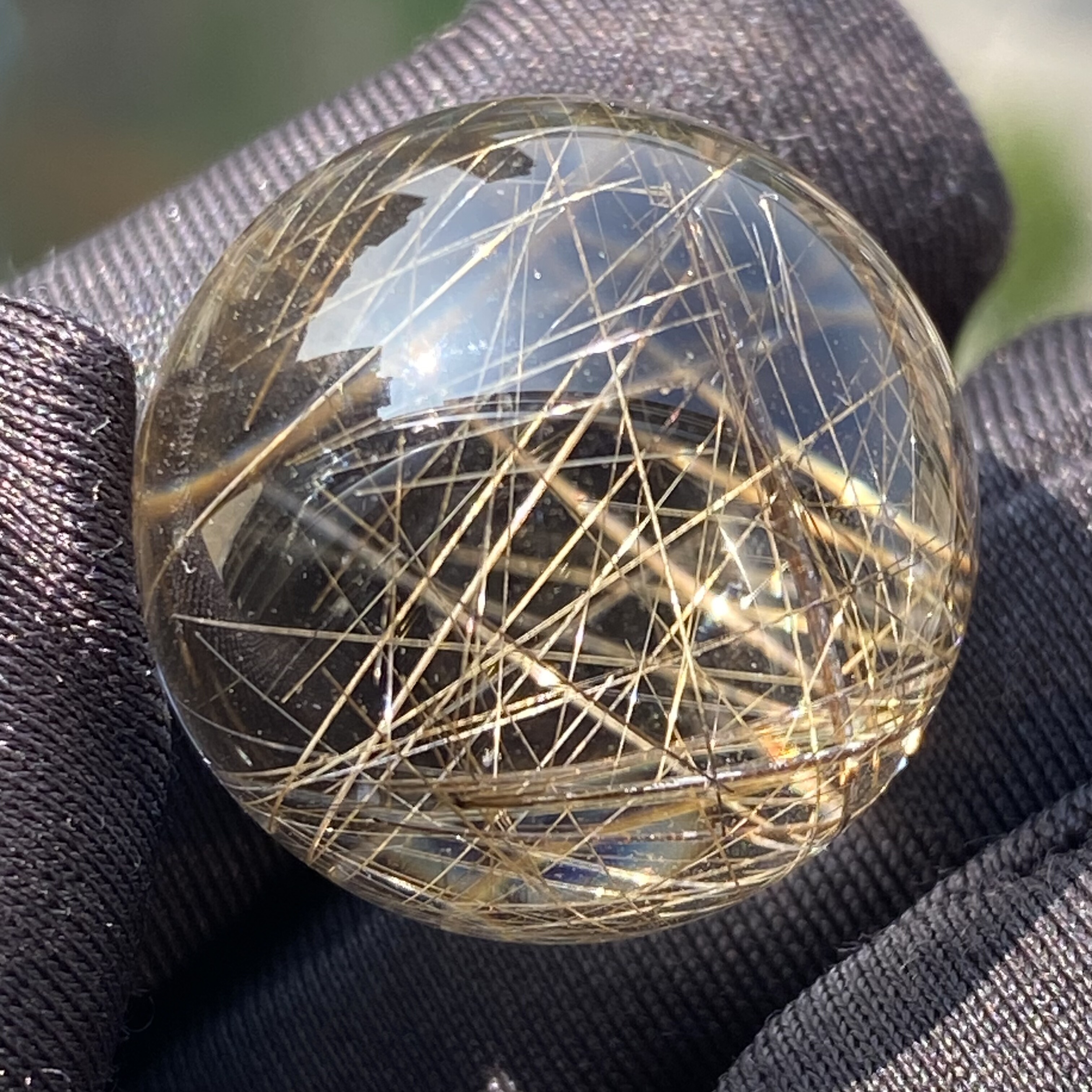 天然水晶发晶吊坠圆珠DIY水晶单珠饰品项链21mm一物一图