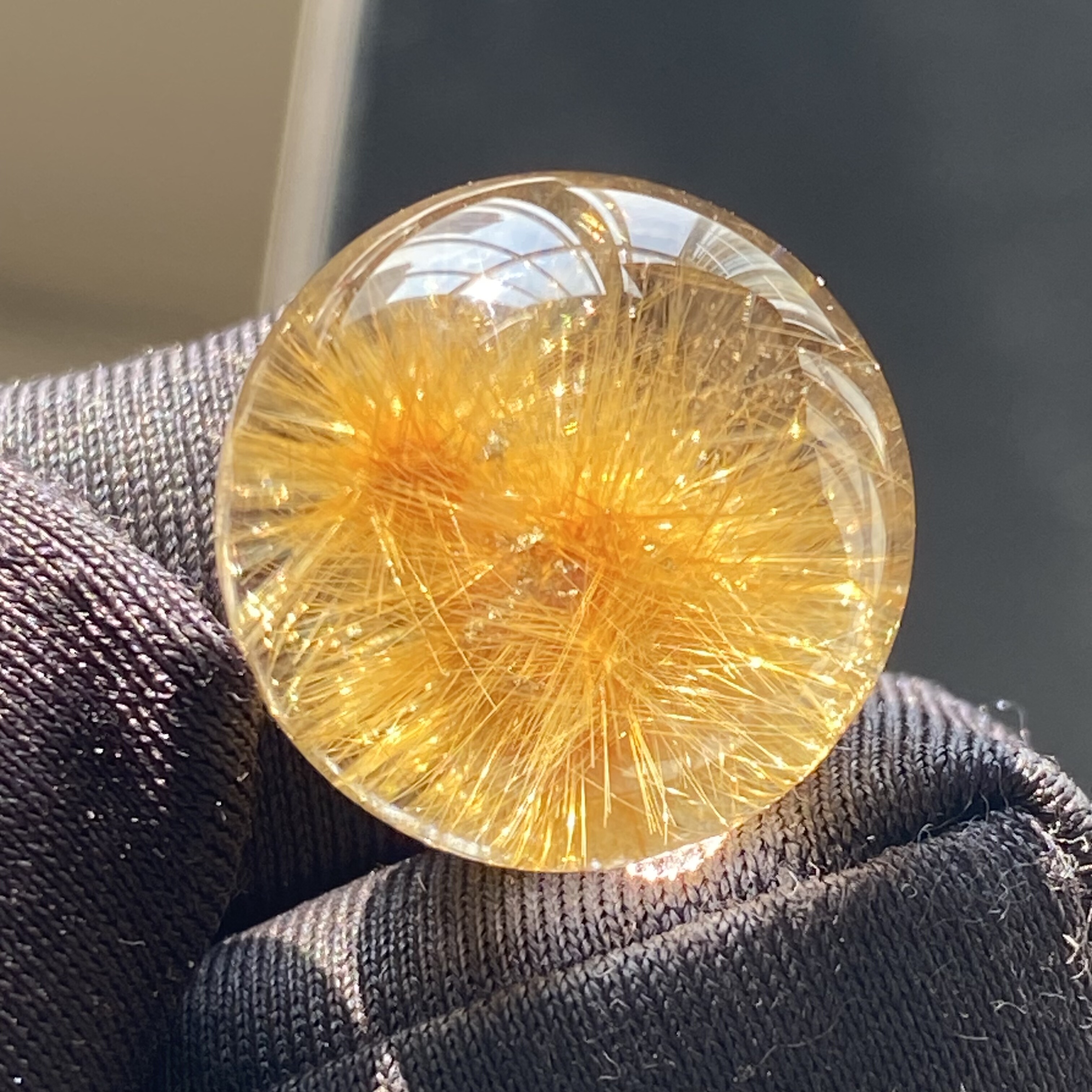 天然水晶金发晶花吊坠圆珠DIY水晶单珠饰品项链挂坠16.5mm